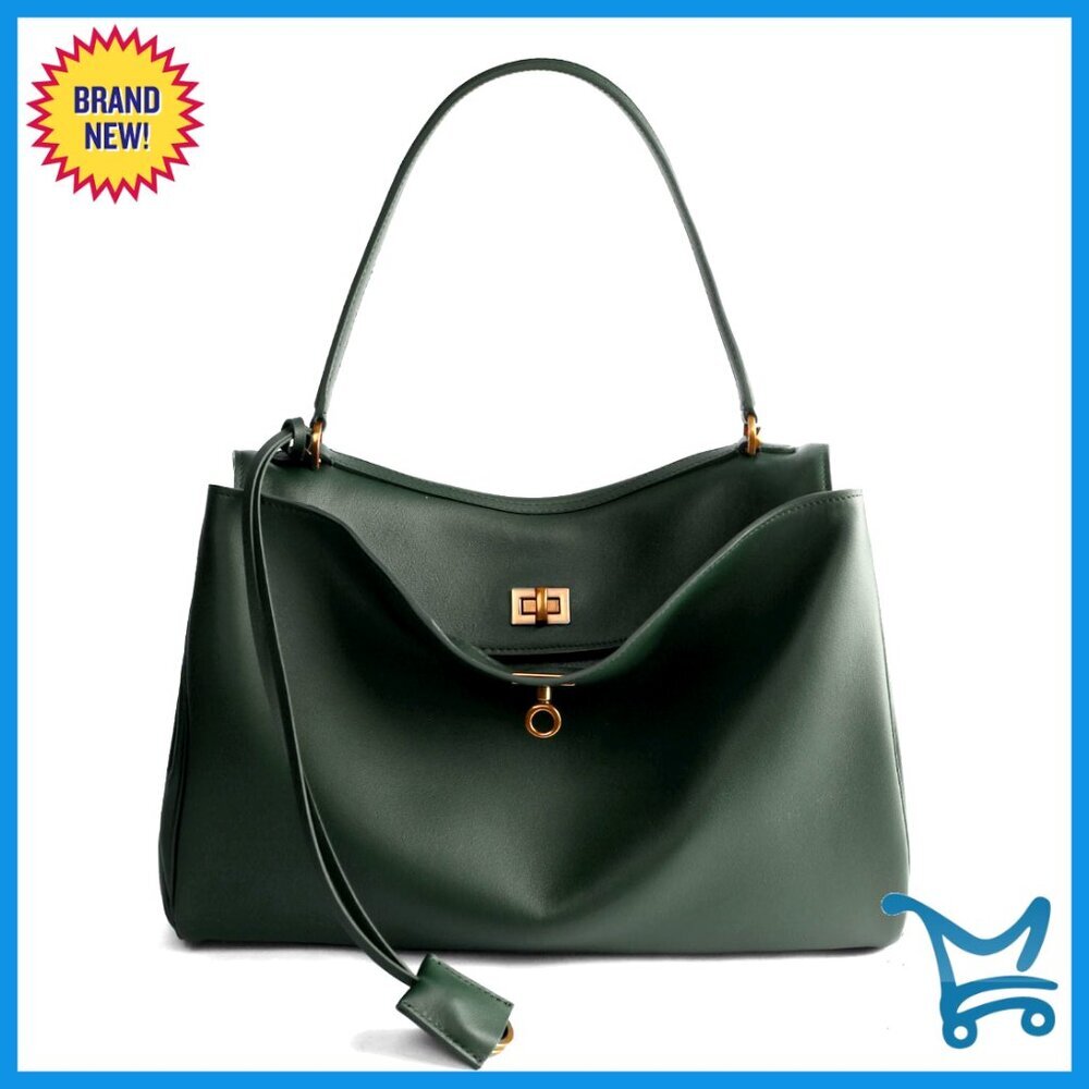 Large Genuine Leather Tote Bag with Adjustable Strap for Travel Work